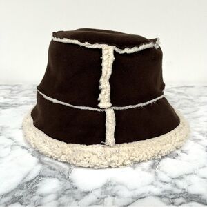 Y2K Eddie Bauer Brown Bucket Astrid Hat Sherpa Lined Cozy Soft Adult Size S/M